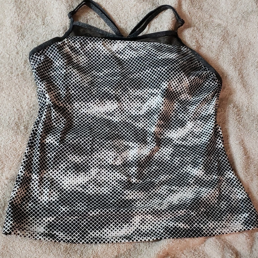 Black and White Geometric Print Sports Tank Top